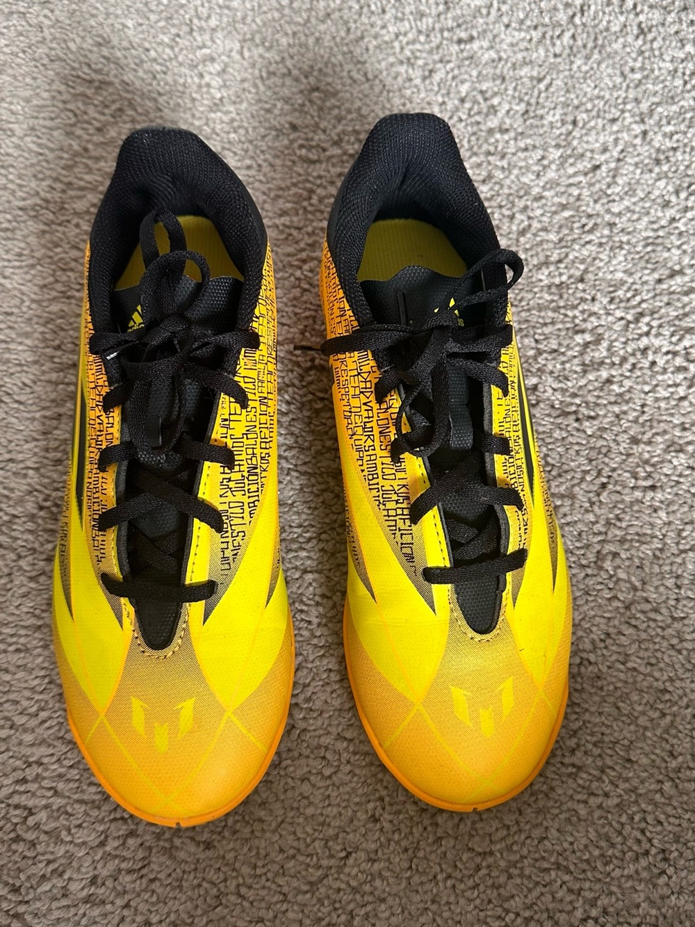 adidas Yellow and Black Kids' Soccer Sneakers